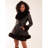 PU Faux Fur Trimmed Belted Coat PU Faux Fur Trimmed Belted Coat