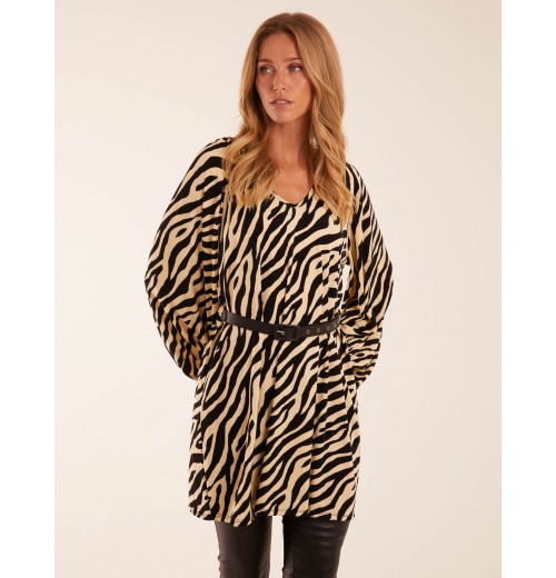 Zebra Print Belted Top Zebra Print Belted Top