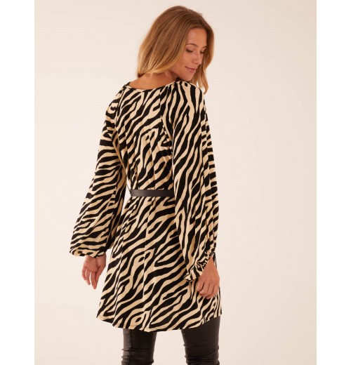 Zebra Print Belted Top Zebra Print Belted Top
