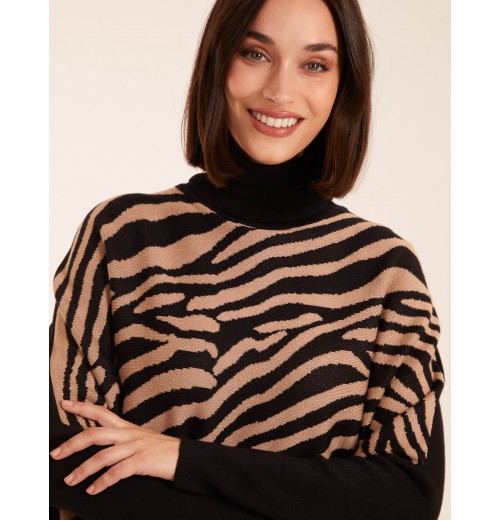 Zebra Print Roll Neck Jumper Zebra Print Roll Neck Jumper